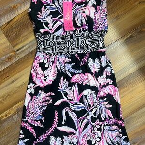 Lilly Pulitzer Floral Black and Pink Dress